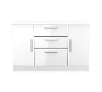 Knightsbridge Large Sideboard White 2 Doors 2 Shelves 3 Drawers 128cm