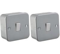 Knightsbridge M2000 Metal Clad 10A 1G 2 Way Light Switch, 230 V, Silver (Pack of 2)
