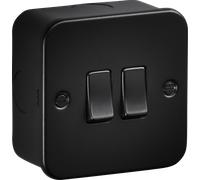 Knightsbridge M3000TB Metalclad 10AX 2G 2-way Switch - Textured Sand Black Finish
