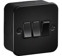 Knightsbridge M4000TB Metalclad 10AX 3G 2-way Switch - Textured Sand Black Finish