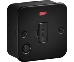 Knightsbridge M6000NFTB Metalclad 13A Unswitched Fused Spur with Neon & Flex Outlet - Textured Sand Black Finish