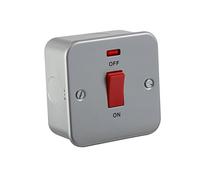 Knightsbridge M8331N Gang Metal Clad 45A Dp Switch with Neon-Single Size, 230 V, Silver