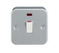 Knightsbridge M8341N Metal Clad 20A 1G DP Switch + Neon