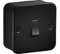 Knightsbridge M8341TB Metalclad 20A 1G DP Switch - Textured Sand Black Finish