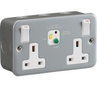 Knightsbridge M9RCD Metal Clad 13A 2G DP RCD Switched Socket - 30mA (Type A)