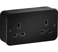Knightsbridge Metalclad 13A 2G Unswitched Socket - Textured Sand Black Finish