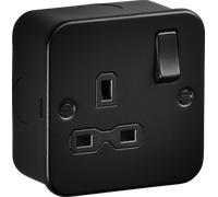 Knightsbridge MR7000TB Metalclad 13A 1G DP Switched Socket - Textured Sand Black Finish