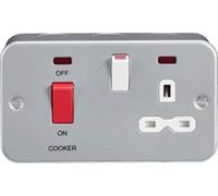 Knightsbridge Metal Clad 2G 45A DP Cooker Switch and 13A Switched Socket with Neons - MR8333N