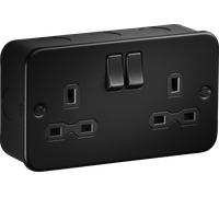 Knightsbridge MR9000TB Metalclad 13A 2G DP Switched Socket - Textured Sand Black Finish