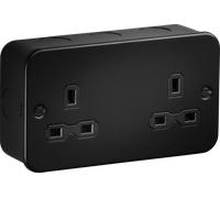 Knightsbridge MR9000UTB Metalclad 13A 2G Unswitched Socket - Textured Sand Black Finish