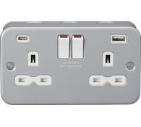 Knightsbridge Metal Clad 13A 2G SP Switched Socket with dual USB C+A 5V DC 4.0A [shared]