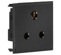 5A unswitched Round Socket Module 50 x 50mm - Black