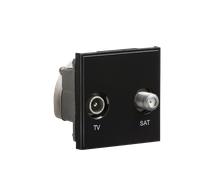 Knightsbridge NETDISATBK Diplex TV/SAT TV Outlet Module 50x50mm - Black