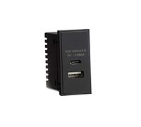 Knightsbridge NETUSBC Dual USB A+C Charger (3.1A) Module 25 x 50mm - Black