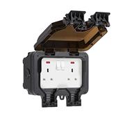Knightsbridge OP9N Outdoor Weatherproof Double Socket IP66, Black,84.0 mm*153.0 mm*170.0 mm