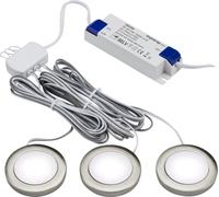 Knightsbridge Pack of 3 Cool White LED Dimmable Under Cabinet Lights in Brushed Chrome, UNDKIT3BCCW