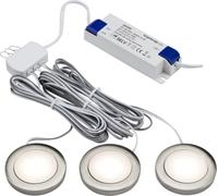Knightsbridge UNDKIT3BCWW 230V IP20 2.5W LED Dimmable Under Cabinet Lights Brushed Chrome 3000K - Pack of 3