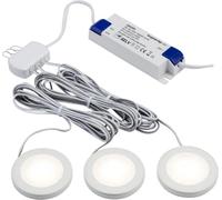 Knightsbridge Pack of 3 Warm White LED Dimmable Under Cabinet Lights in White, UNDKIT3WWW