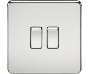 KNIGHTSBRIDGE POLISHED CHROME SCREWLESS Switches & Sockets ALL Inserts + USB