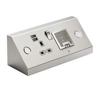 Knightsbridge Power Station - 13A Socket with Twin USB (2.4A) and 3W Bluetooth Speaker,Twin 13a + USB + bt spkr,Stainless Steel,SKR0014