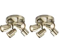 Knightsbridge Quad GU10 Spotlight in Antique Brass (Pack of 2)