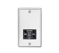 Knightsbridge Round Edge Dual Voltage Shaver Socket in Polished Chrome with Black Insert