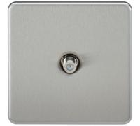 KnightsBridge SAT TV Outlet 1G Screwless Brushed Chrome Non-Isolated Wall Plate