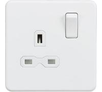 Knightsbridge Screwless 1 Gang 13A Double Pole Switched Socket Matt White With White Insert Sfr7000Mw - Low Profile Metal