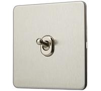 Knightsbridge Screwless 10A 1G Intermediate Toggle Switch - Brushed Chrome