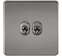 Knightsbridge Screwless 10A 2G 2-Way Toggle Switch - Black Nickel