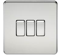 Knightsbridge SCREWLESS 10A 3G 2 WAY SWITCH - POLISHED CHROME SF4000PC