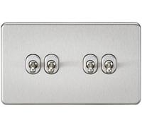 Knightsbridge Screwless 10A 4G 2-Way Toggle Switch - Brushed Chrome
