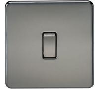 Knightsbridge Screwless 10Ax 1 Gang Intermediate Switch Black Nickel Low Profile Metal - Sf1200Bn