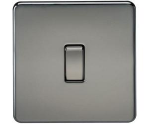 Knightsbridge Screwless 10Ax 1 Gang Intermediate Switch Black Nickel Low Profile Metal - Sf1200Bn