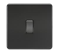 KnightsBridge Screwless 10AX 1G 2-Way Switch - Matt Black with black rocker