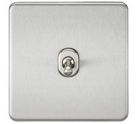 Knightsbridge SF1TOGBC Screwless 10A 1G 2-Way Toggle Switch - Brushed Chrome