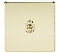 Knightsbridge SF1TOGPB Screwless 10AX 1G 2-Way Toggle Switch - Polished Brass