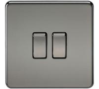 Knightsbridge Screwless 10AX 2G 2-Way Switch - Black Nickel - SF3000BN