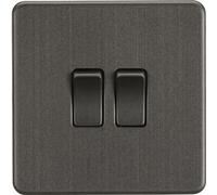 KnightsBridge Screwless 10AX 2G 2-Way Switch - Smoked Bronze