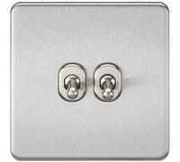 KnightsBridge Screwless 10AX 2G 2-Way Toggle Switch - Brushed Chrome