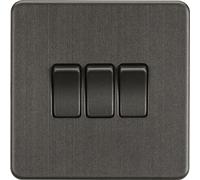 KnightsBridge Screwless 10AX 3G 2-Way Switch - Smoked Bronze