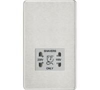 Knightsbridge Screwless 115/230V Dual Voltage Shaver Socket - Brushed Chrome with Grey Insert - SF8900BCG
