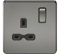 Knightsbridge Screwless 13A 1G Dp Switched Socket - Black Nickel With Black Insert, Sfr7000Bn