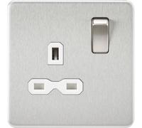 Knightsbridge Screwless 13A 1G DP switched Socket - Brushed Chrome with white Insert - SFR7000BCW