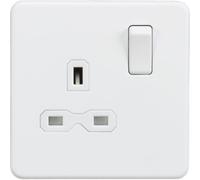 Knightsbridge Screwless 13A 1G DP switched socket - Matt white with white insert - SFR7000MW