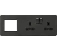 Knightsbridge Screwless 13A 2G DP Socket + 2G Modular Combination Plate