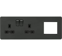 Knightsbridge Screwless 13A 2G DP Socket + 2G Modular Combination Plate