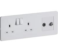Knightsbridge Screwless 13A 2G DP Socket + 2G Modular Combination Plate - Matt White