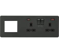 Knightsbridge Screwless 13A 2G DP Socket with USB Fastcharge + 2G Modular Combination Plate
