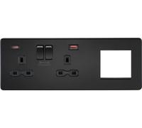 Knightsbridge Screwless 13A 2G DP Socket with USB Fastcharge + 2G Modular Combination Plate